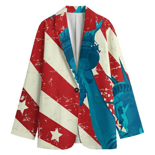 American Statue of Liberty Print Women's Cotton Blazer