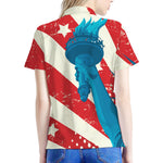 American Statue of Liberty Print Women's Polo Shirt