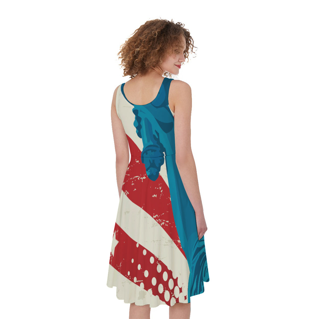 American Statue of Liberty Print Women's Sleeveless Dress