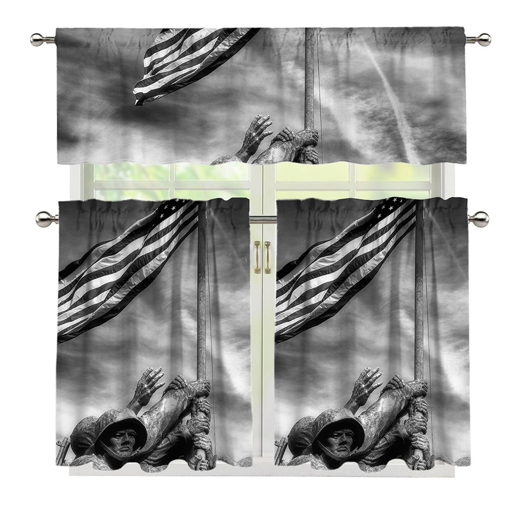 American War Memorial Print 3 Piece Kitchen Curtains
