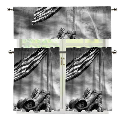 American War Memorial Print 3 Piece Kitchen Curtains