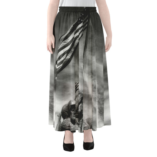 American War Memorial Print Chiffon Maxi Skirt