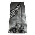 American War Memorial Print Cotton Front Slit Maxi Skirt