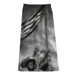 American War Memorial Print Cotton Front Slit Maxi Skirt