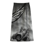 American War Memorial Print Cotton Front Slit Maxi Skirt