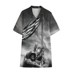 American War Memorial Print Cotton Hawaiian Shirt