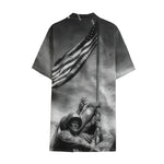 American War Memorial Print Cotton Hawaiian Shirt