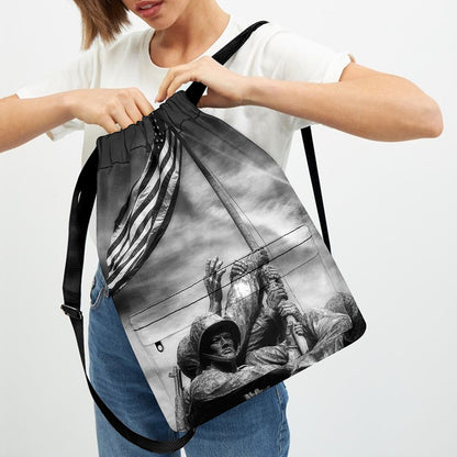 American War Memorial Print Drawstring Backpack