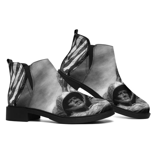 American War Memorial Print Flat Ankle Boots