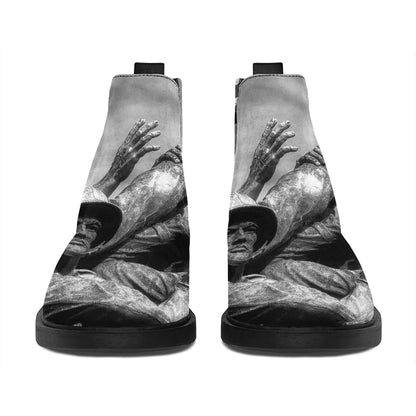 American War Memorial Print Flat Ankle Boots