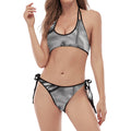American War Memorial Print Halter Scoop Tie Side Bikini