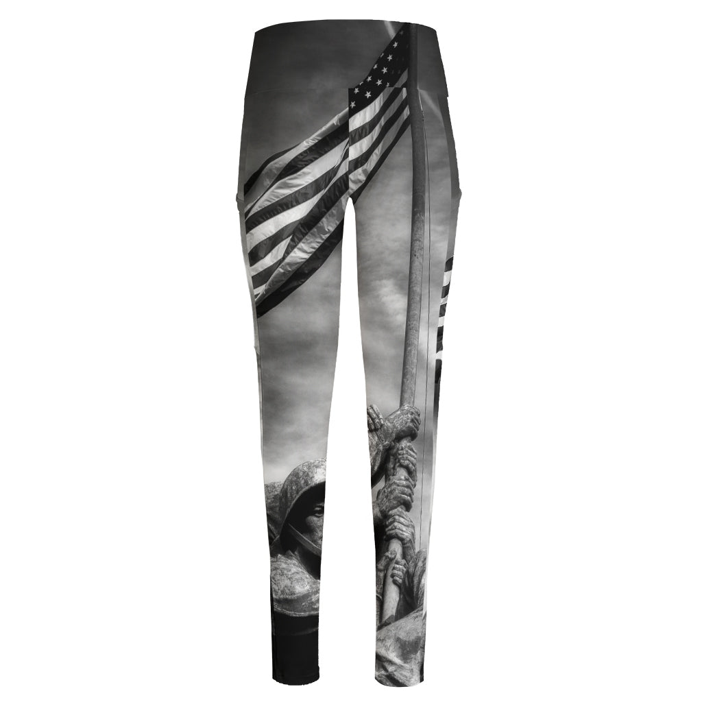 American War Memorial Print High-Waisted Pocket Leggings