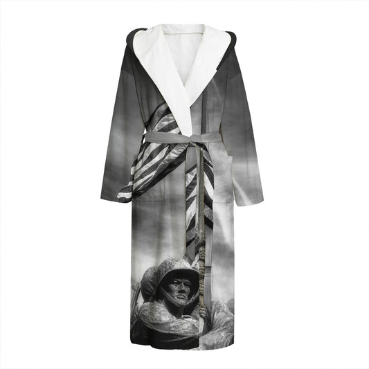 American War Memorial Print Hooded Bathrobe