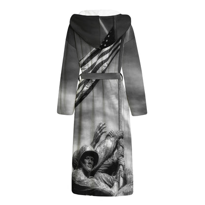American War Memorial Print Hooded Bathrobe