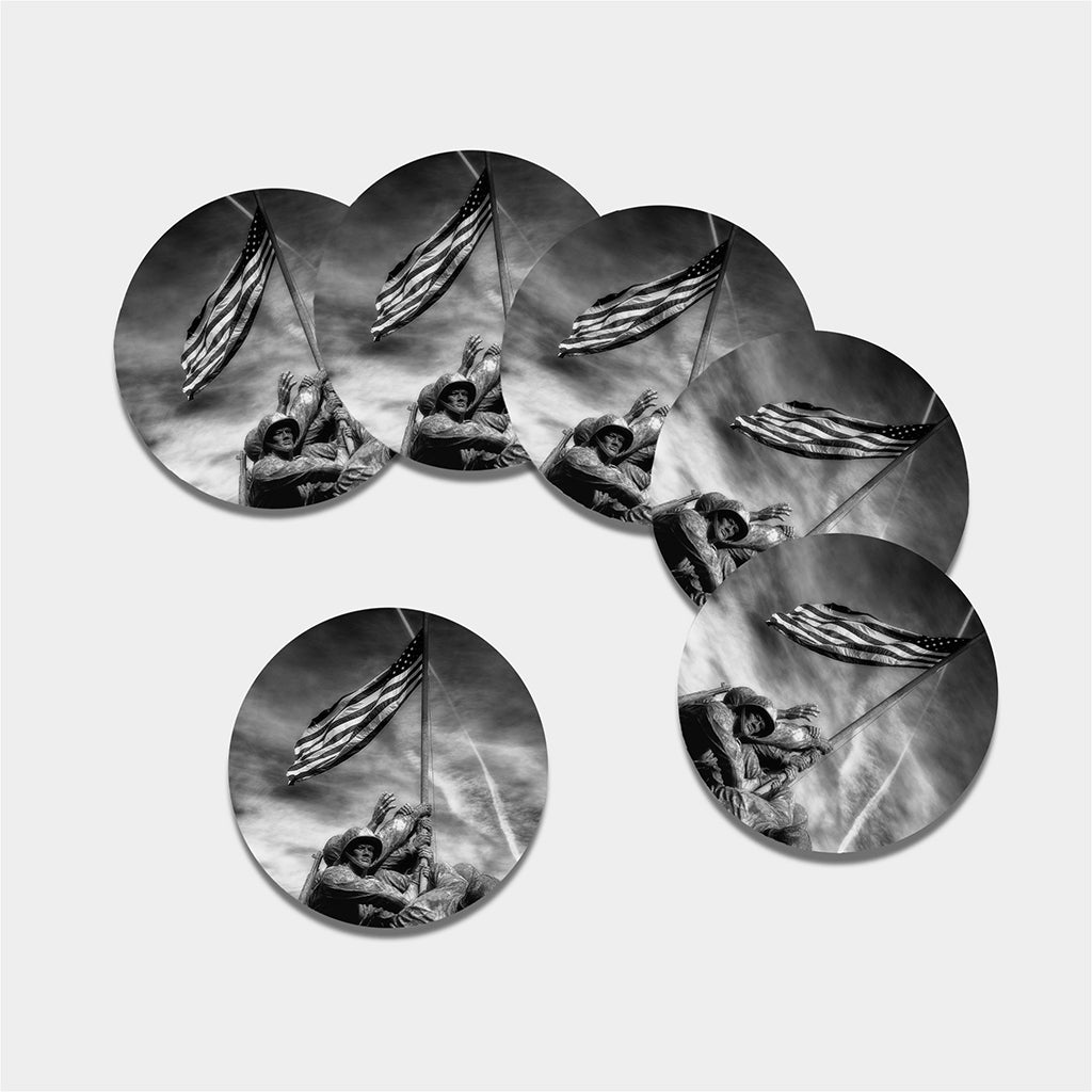 American War Memorial Print Leather Coaster Set