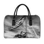 American War Memorial Print Leather Duffle Bag