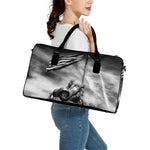 American War Memorial Print Leather Duffle Bag