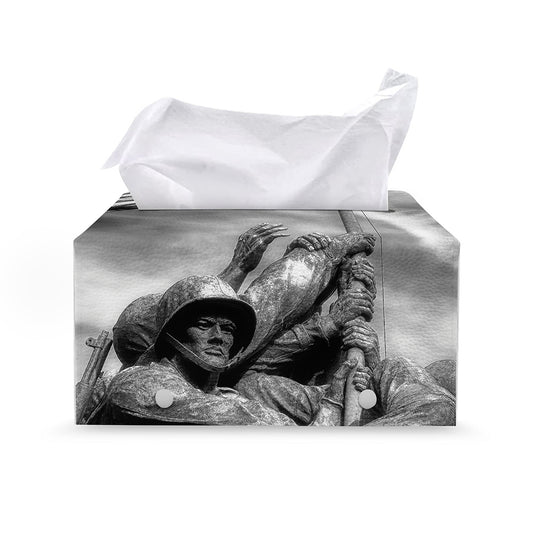 American War Memorial Print Leather Tissue Box Cover