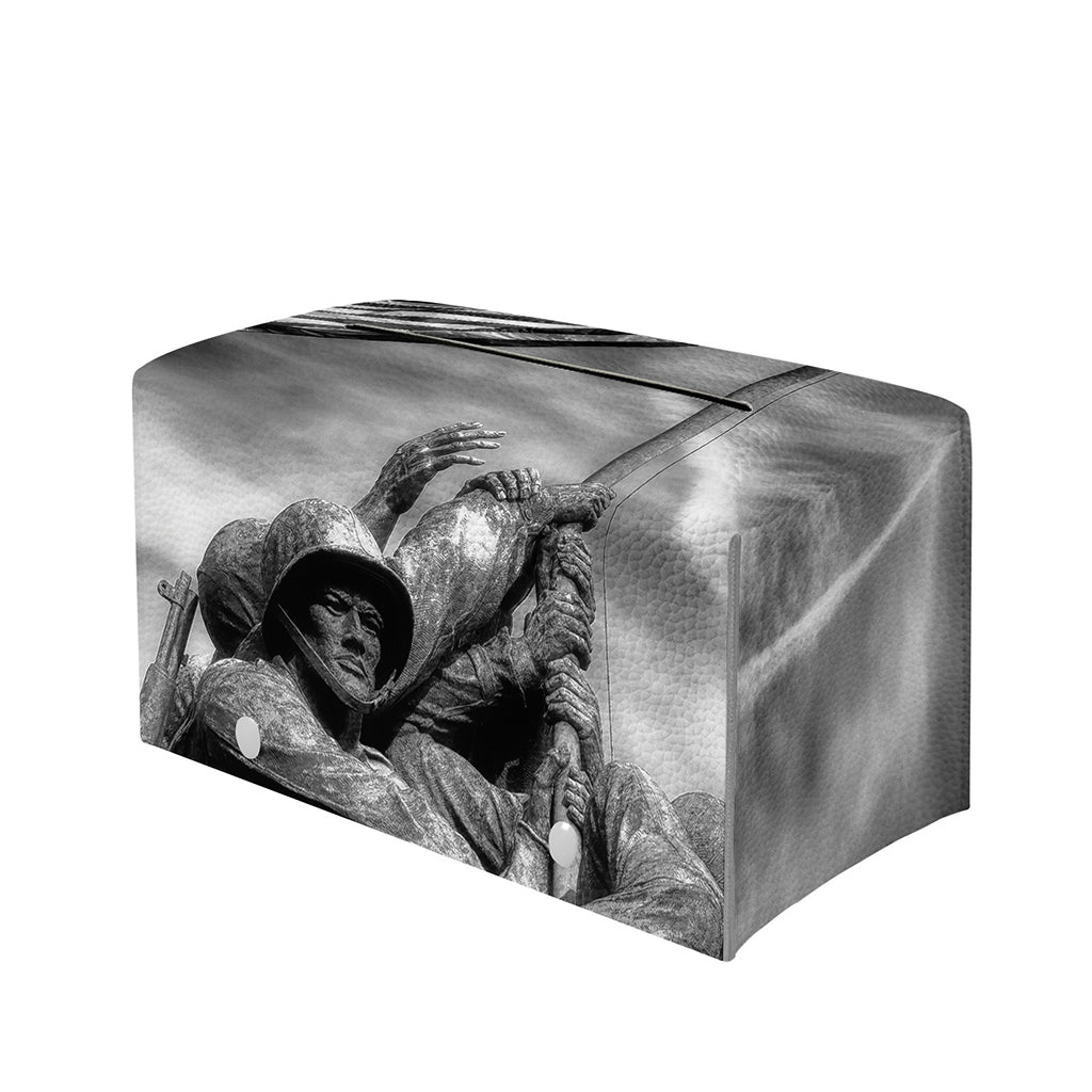 American War Memorial Print Leather Tissue Box Cover
