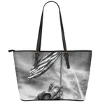 American War Memorial Print Leather Tote Bag