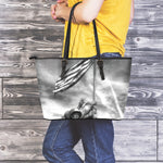 American War Memorial Print Leather Tote Bag