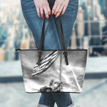 American War Memorial Print Leather Tote Bag