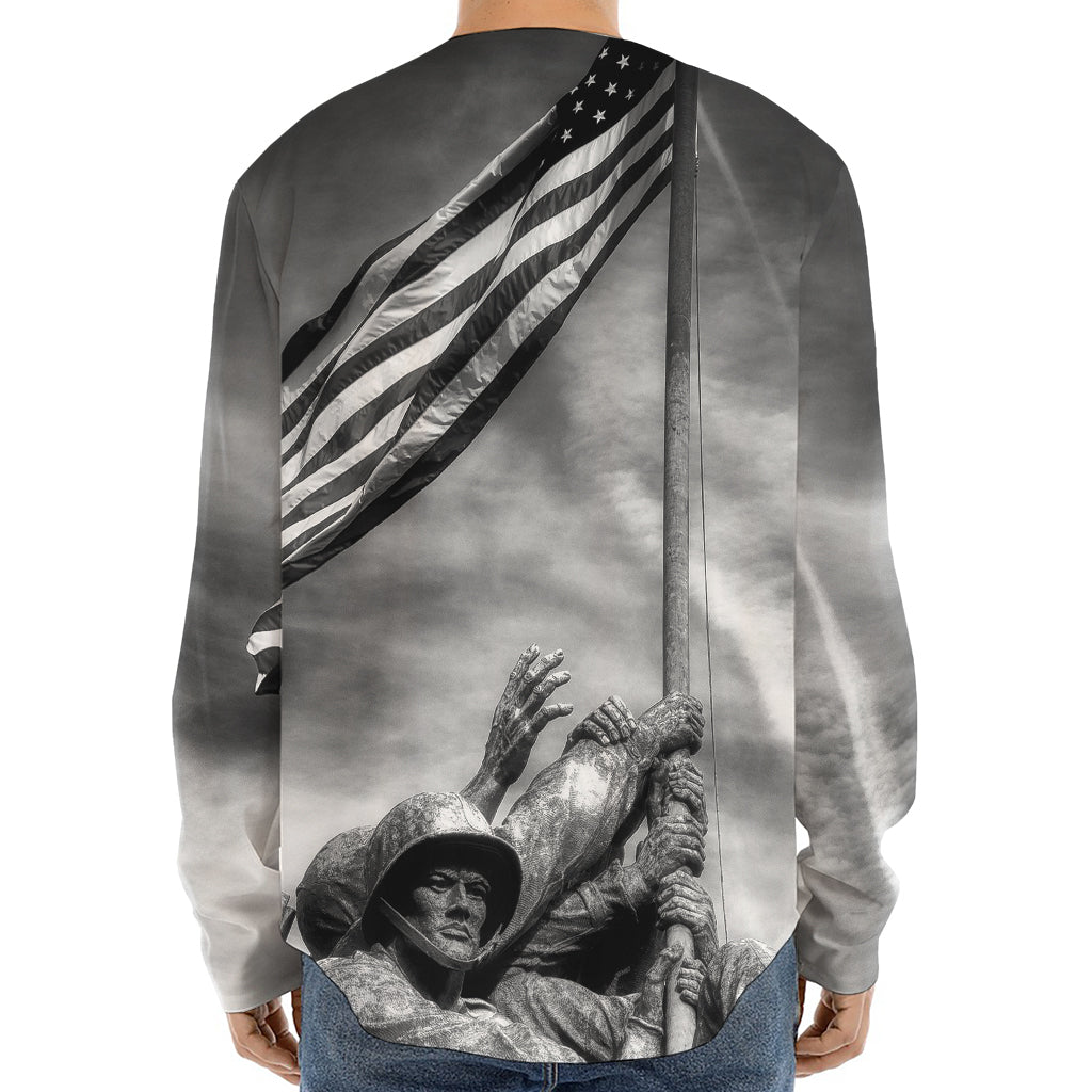 American War Memorial Print Long Sleeve Baseball Jersey