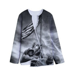 American War Memorial Print Long Sleeve Short Coat