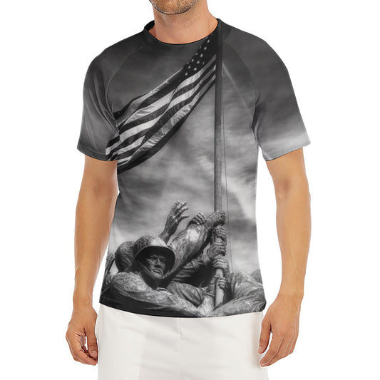 American War Memorial Print Men's Short Sleeve Rash Guard