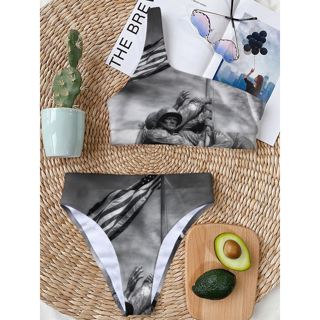 American War Memorial Print One Shoulder Bikini Top