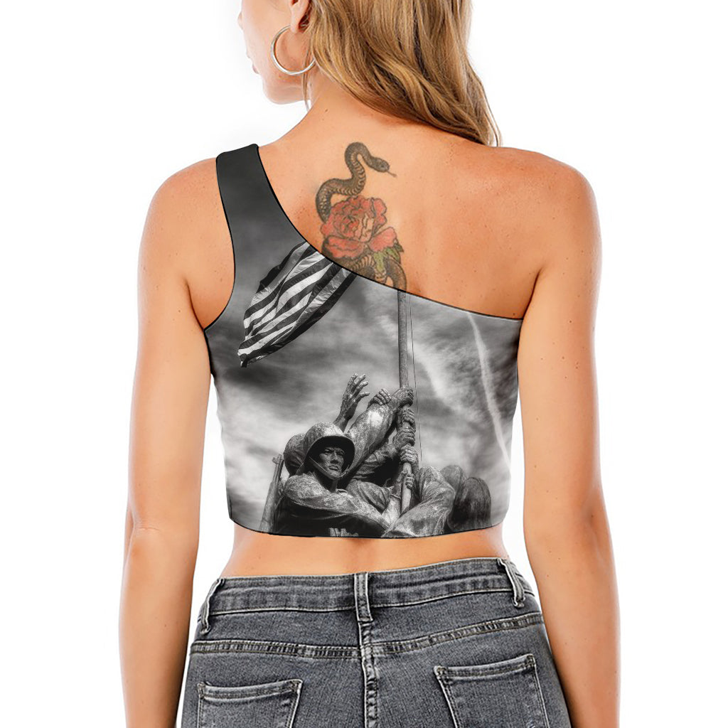 American War Memorial Print One Shoulder Crop Top