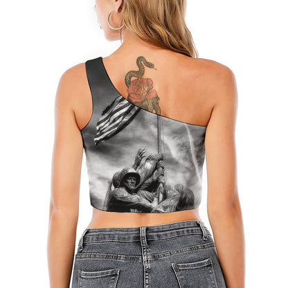 American War Memorial Print One Shoulder Crop Top