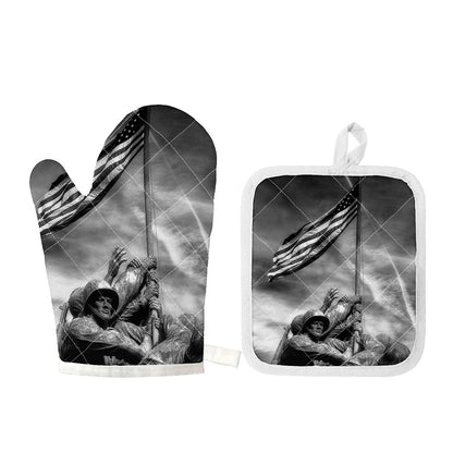 American War Memorial Print Oven Mitt And Pot Holder Set