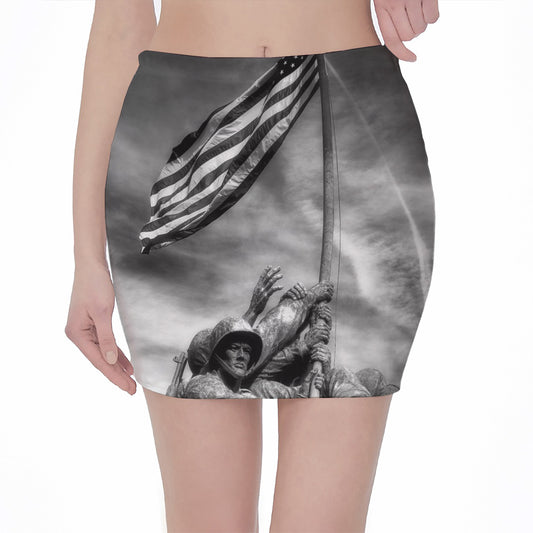 American War Memorial Print Pencil Mini Skirt
