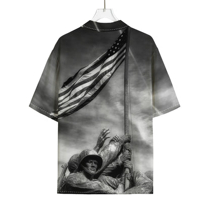American War Memorial Print Rayon Hawaiian Shirt