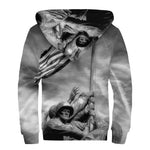 American War Memorial Print Sherpa Lined Zip Up Hoodie