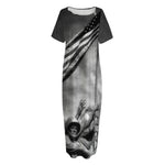 American War Memorial Print Short Sleeve Long Nightdress