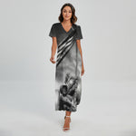 American War Memorial Print Short Sleeve Maxi Dress