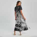 American War Memorial Print Short Sleeve Maxi Dress