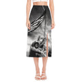 American War Memorial Print Side Slit Midi Skirt