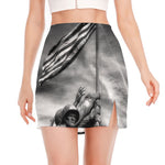 American War Memorial Print Side Slit Mini Skirt