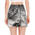 American War Memorial Print Side Slit Mini Skirt