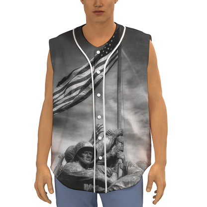 American War Memorial Print Sleeveless Baseball Jersey