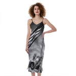 American War Memorial Print Slim Fit Midi Cami Dress