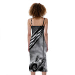 American War Memorial Print Slim Fit Midi Cami Dress