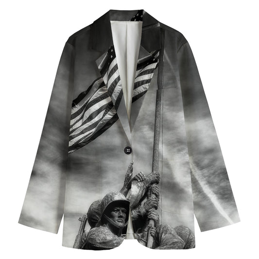 American War Memorial Print Women's Cotton Blazer