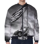 American War Memorial Print Zip Sleeve Bomber Jacket