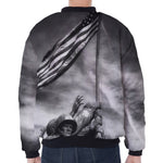 American War Memorial Print Zip Sleeve Bomber Jacket