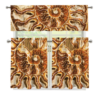 Ammonite Fossil Print 3 Piece Kitchen Curtains