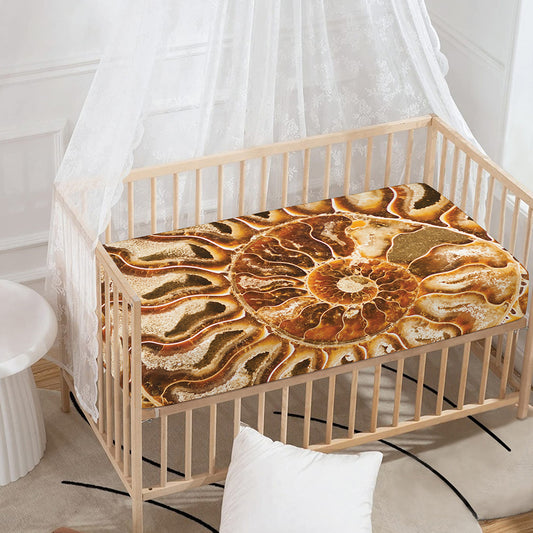Ammonite Fossil Print Baby Crib Sheet